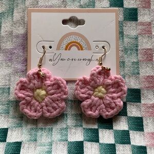 Pink flower crochet 🌸 earrings -perfect for this season, a festival, etc;!!